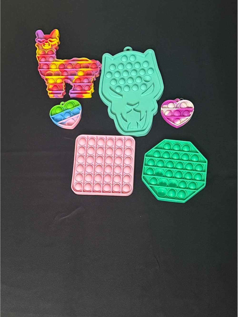 Set of 6 Colorful Silicone Pop It Fidget Toys in Various Fun